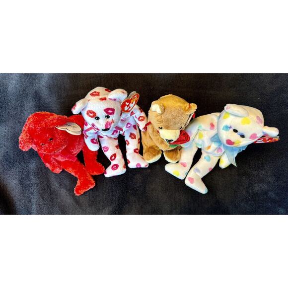ty Beanie Babies lot of 4 Bears Valentine's Day Love Romantic Gift READ - Picture 2 of 8